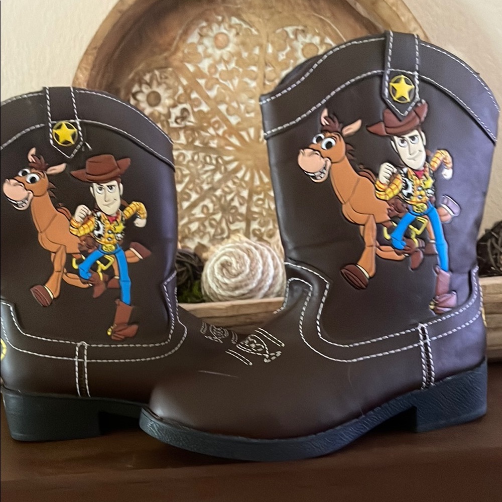 Kids Cowboy Boots with Toy Story Characters - Brown